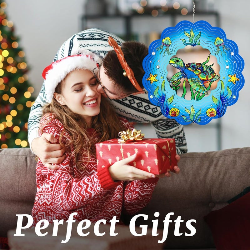 GOTOME Sea Turtle Wind Spinners Outdoor, Sea Turtle Gifts for Women Mom Grandma Men,12inch 3D Hanging Metal Wind Sculpture for Outside Decor, Birthday for Garden Ornament Decoration - Image 2